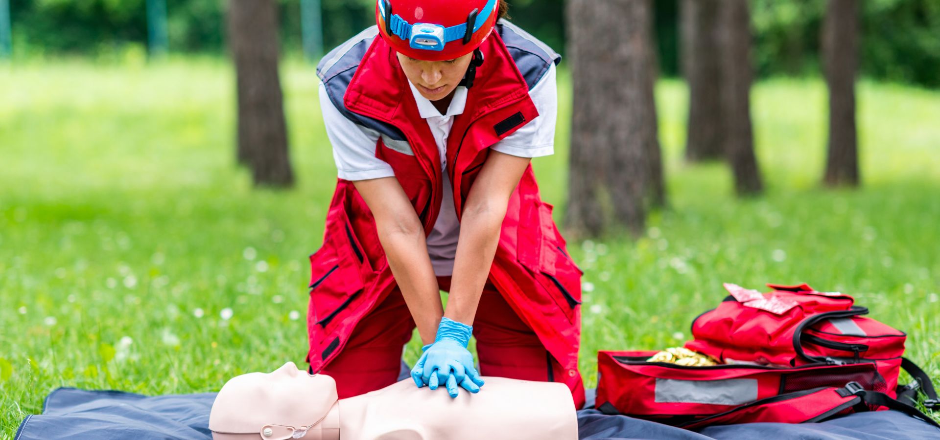 Students practicing authorized CPR and first aid skills